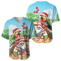 Personalized Hawaii Santa Parrot Christmas Baseball Jersey Summer Vibe - Polynesian Pride