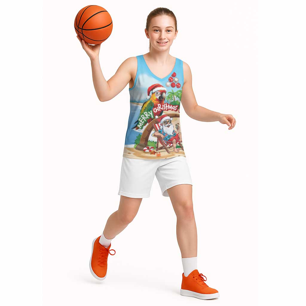 Personalized Hawaii Santa Parrot Christmas Basketball Jersey Summer Vibe - Polynesian Pride
