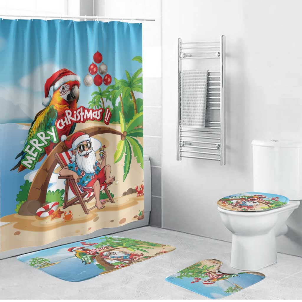 Hawaii Santa Parrot Christmas Bathroom Set Summer Vibe - Polynesian Pride