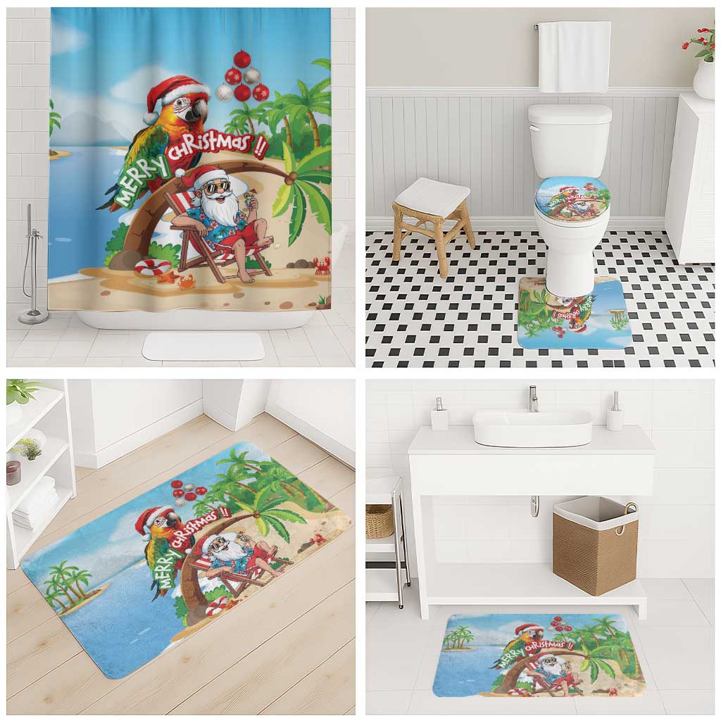 Hawaii Santa Parrot Christmas Bathroom Set Summer Vibe - Polynesian Pride