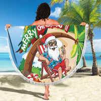 Hawaii Santa Parrot Christmas Beach Blanket Summer Vibe - Polynesian Pride