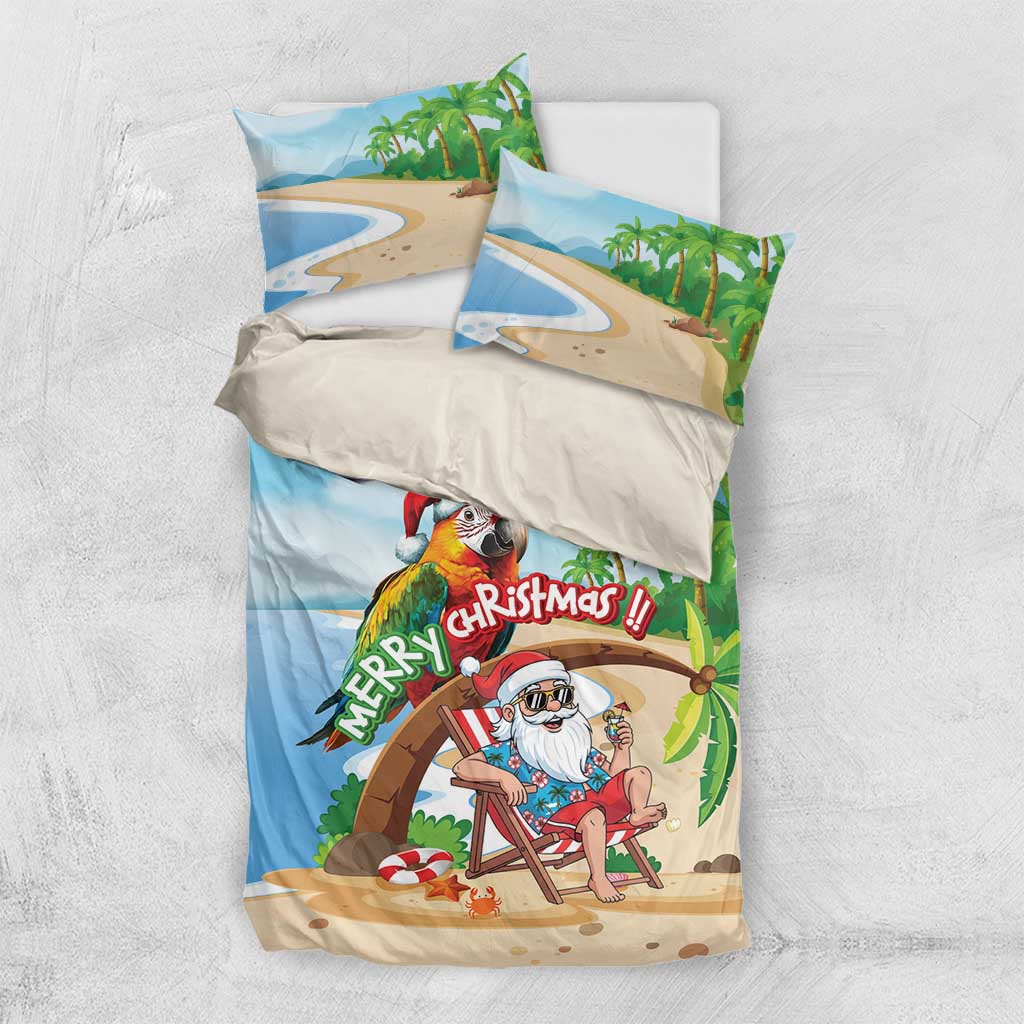 Hawaii Santa Parrot Christmas Bedding Set Summer Vibe - Polynesian Pride