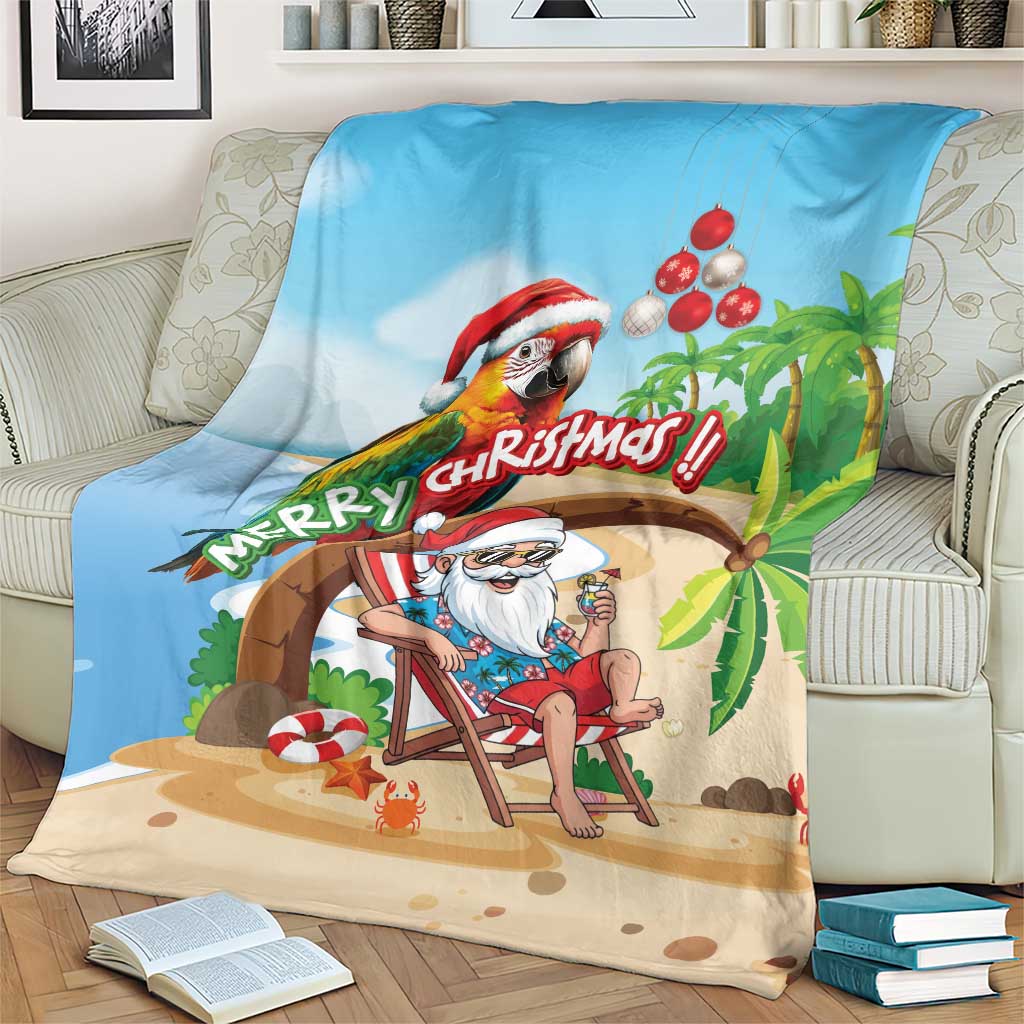 Hawaii Santa Parrot Christmas Blanket Summer Vibe - Polynesian Pride