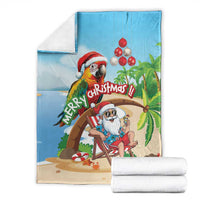 Hawaii Santa Parrot Christmas Blanket Summer Vibe - Polynesian Pride