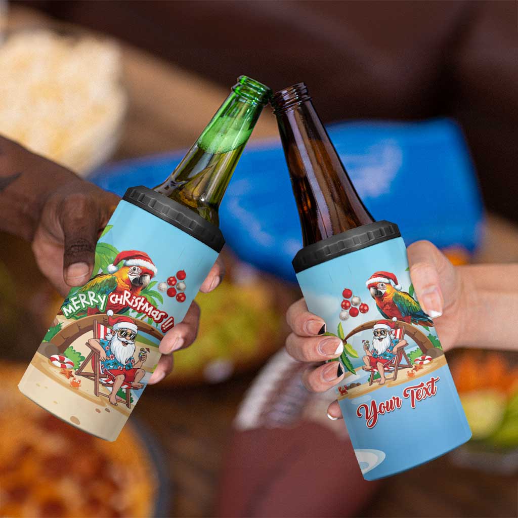 Personalized Hawaii Santa Parrot Christmas 4 in 1 Can Cooler Tumbler Summer Vibe - Polynesian Pride