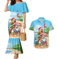 Personalized Hawaii Santa Parrot Christmas Couples Matching Mermaid Dress and Hawaiian Shirt Summer Vibe - Polynesian Pride