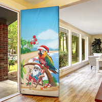 Personalized Hawaii Santa Parrot Christmas Door Cover Summer Vibe - Polynesian Pride