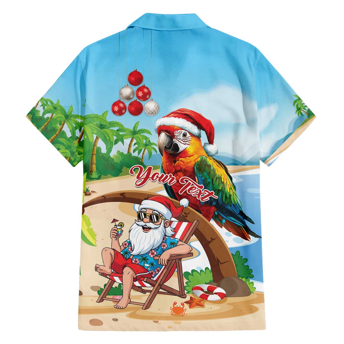 Personalized Hawaii Santa Parrot Christmas Family Matching Off The Shoulder Long Sleeve Dress and Hawaiian Shirt Summer Vibe - Polynesian Pride