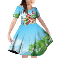 Personalized Hawaii Santa Parrot Christmas Family Matching Off Shoulder Short Dress and Hawaiian Shirt Summer Vibe - Polynesian Pride