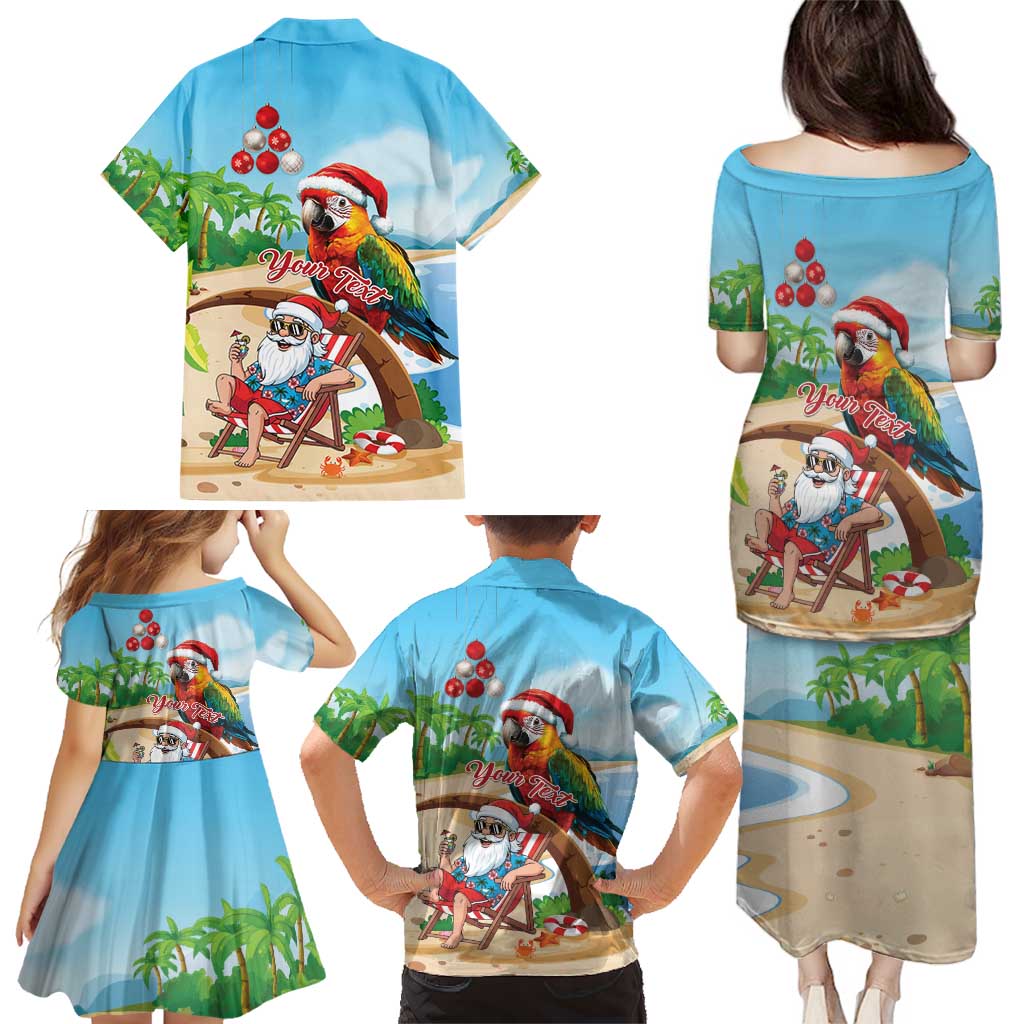 Personalized Hawaii Santa Parrot Christmas Family Matching Puletasi and Hawaiian Shirt Summer Vibe - Polynesian Pride