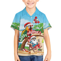 Personalized Hawaii Santa Parrot Christmas Family Matching Puletasi and Hawaiian Shirt Summer Vibe - Polynesian Pride