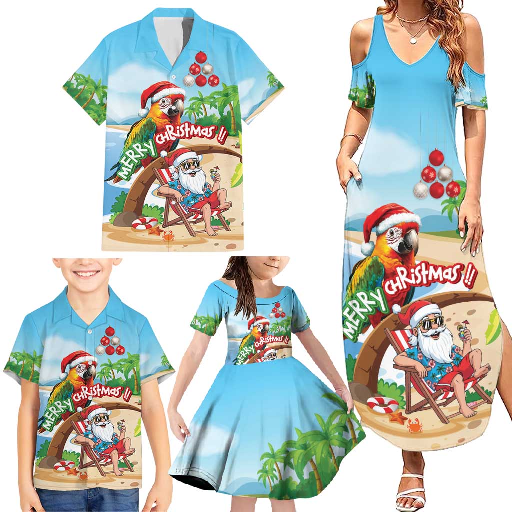 Personalized Hawaii Santa Parrot Christmas Family Matching Summer Maxi Dress and Hawaiian Shirt Summer Vibe - Polynesian Pride