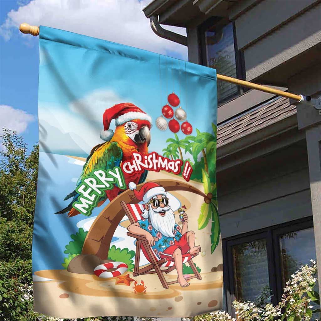 Hawaii Santa Parrot Christmas Garden Flag Summer Vibe - Polynesian Pride