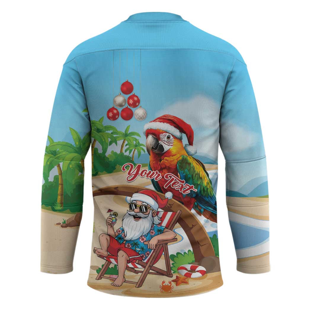 Personalized Hawaii Santa Parrot Christmas Hockey Jersey Summer Vibe - Polynesian Pride