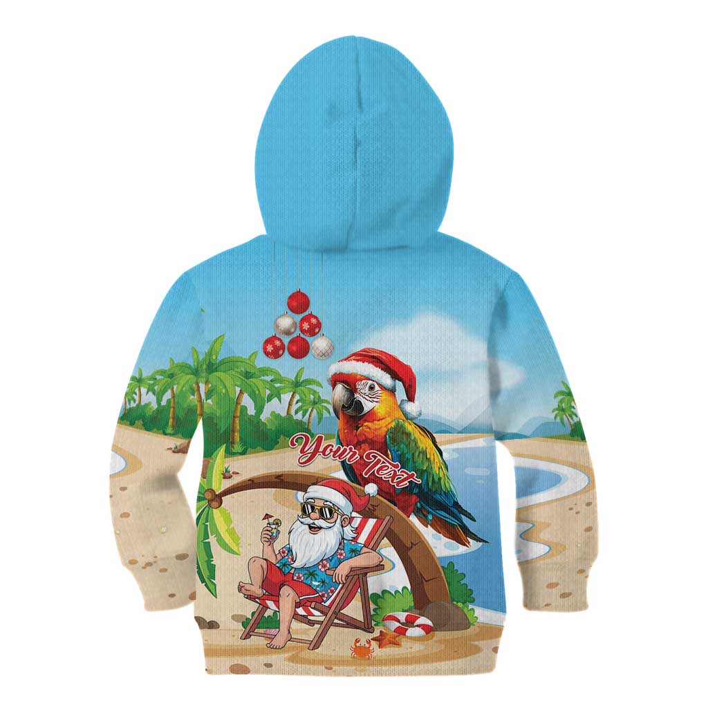 Personalized Hawaii Santa Parrot Christmas Kid Hoodie Summer Vibe - Polynesian Pride