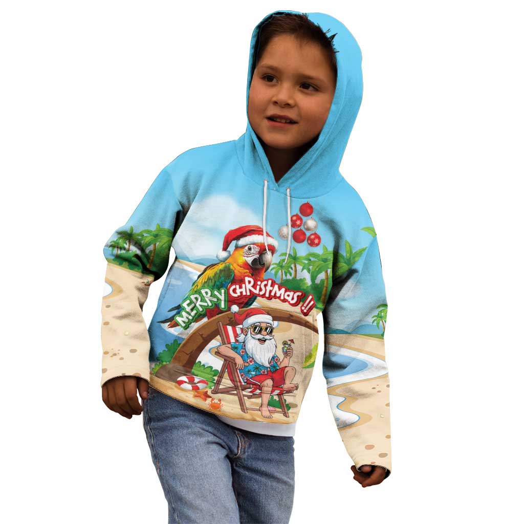 Personalized Hawaii Santa Parrot Christmas Kid Hoodie Summer Vibe - Polynesian Pride