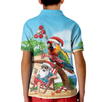 Personalized Hawaii Santa Parrot Christmas Kid Polo Shirt Summer Vibe - Polynesian Pride
