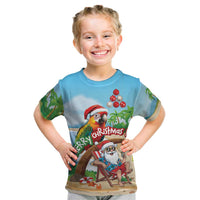 Personalized Hawaii Santa Parrot Christmas Kid T Shirt Summer Vibe - Polynesian Pride