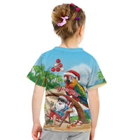 Personalized Hawaii Santa Parrot Christmas Kid T Shirt Summer Vibe - Polynesian Pride