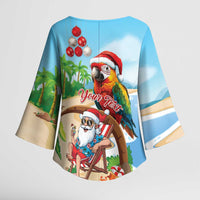 Personalized Hawaii Santa Parrot Christmas Kimono Sleeve Blouse Summer Vibe - Polynesian Pride