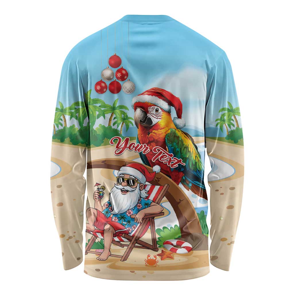 Personalized Hawaii Santa Parrot Christmas Long Sleeve Shirt Summer Vibe - Polynesian Pride
