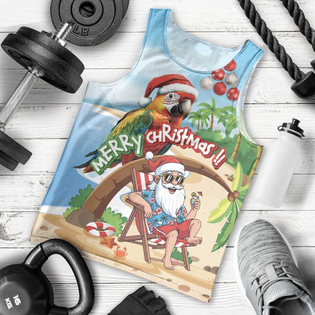 Personalized Hawaii Santa Parrot Christmas Men Tank Top Summer Vibe - Polynesian Pride