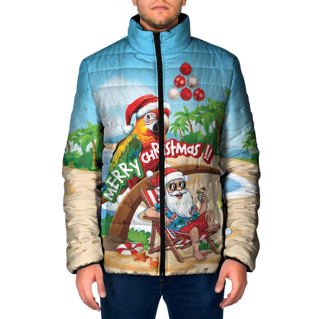 Personalized Hawaii Santa Parrot Christmas Padded Jacket Summer Vibe - Polynesian Pride