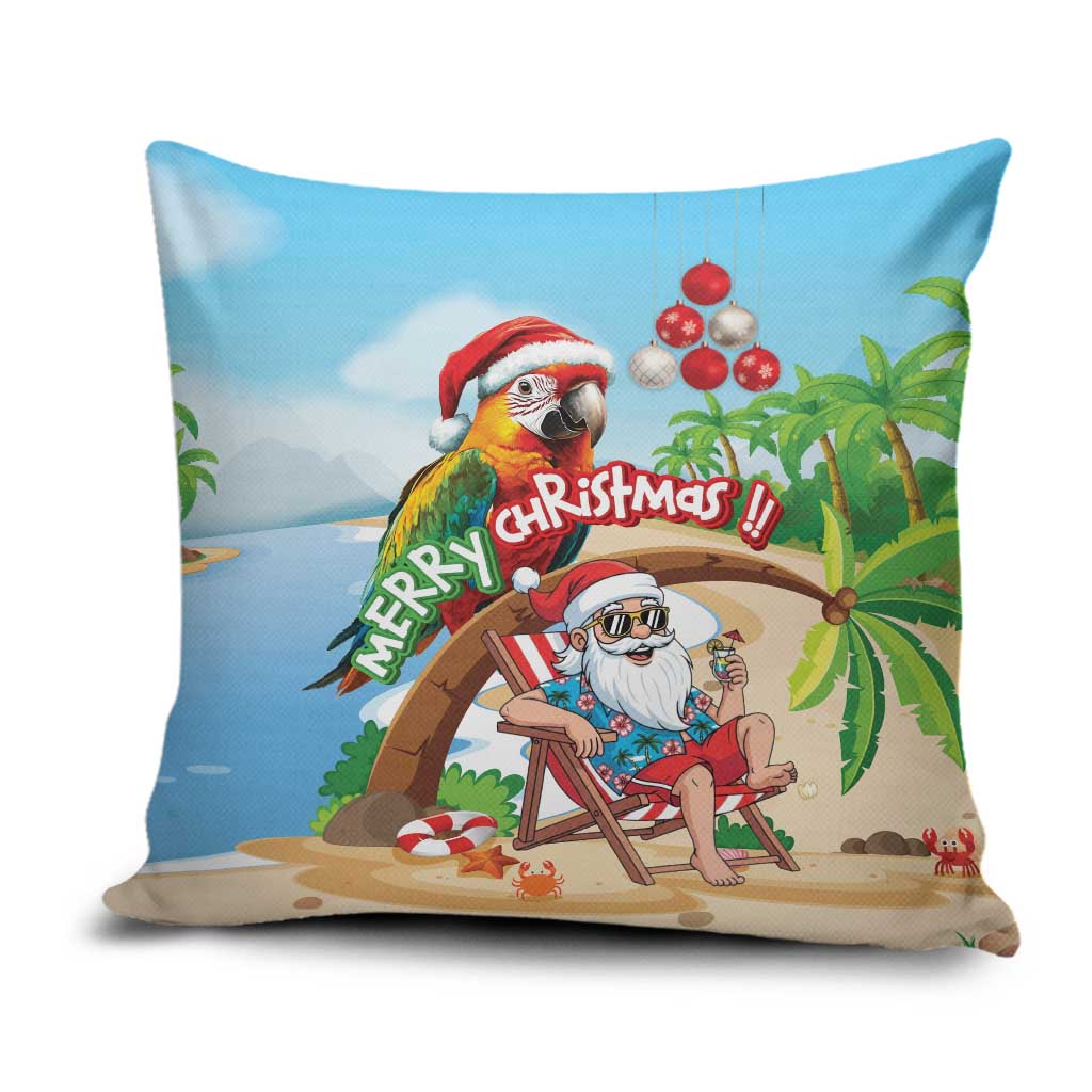 Hawaii Santa Parrot Christmas Pillow Cover Summer Vibe - Polynesian Pride
