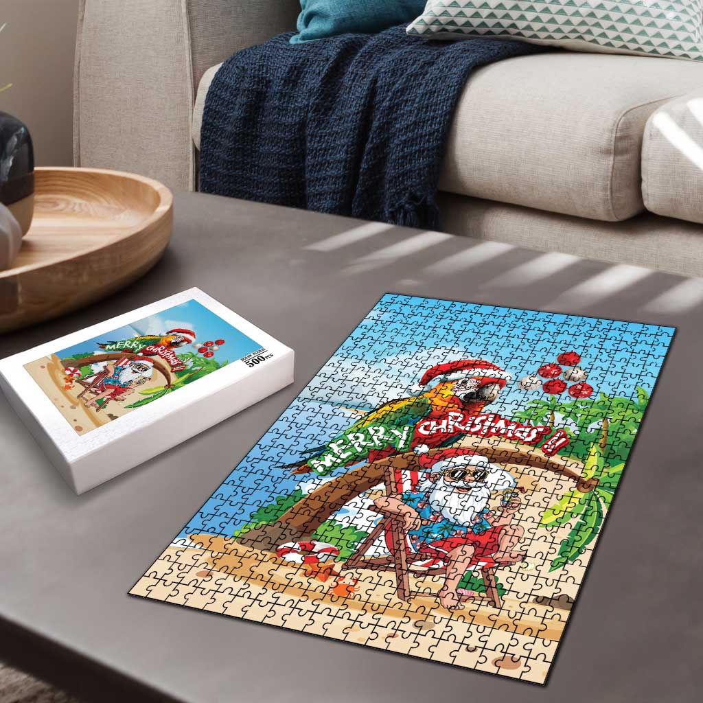 Hawaii Santa Parrot Christmas Puzzle Summer Vibe - Polynesian Pride