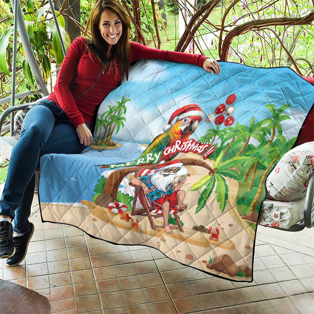 Hawaii Santa Parrot Christmas Quilt Summer Vibe - Polynesian Pride