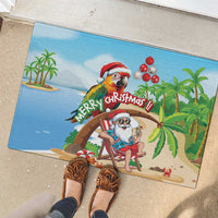 Hawaii Santa Parrot Christmas Rubber Doormat Summer Vibe - Polynesian Pride