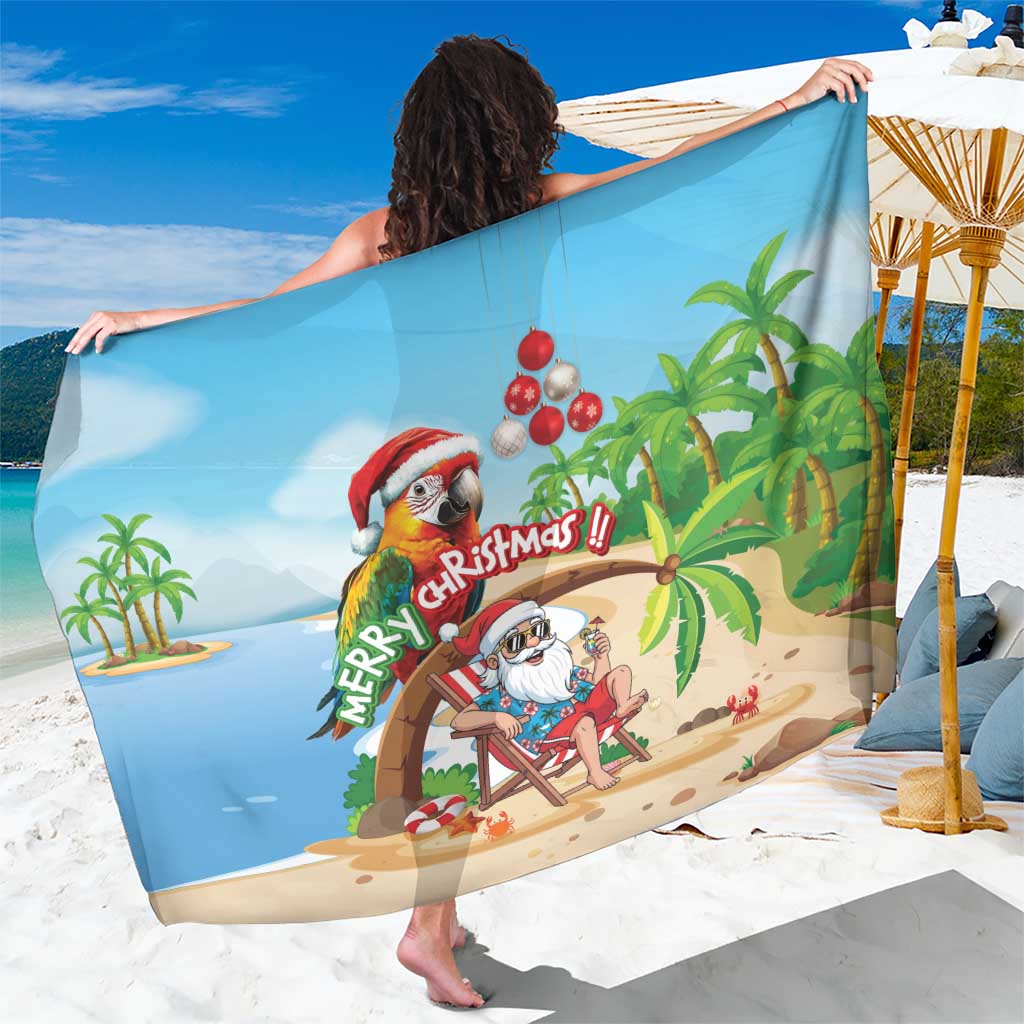Hawaii Santa Parrot Christmas Sarong Summer Vibe - Polynesian Pride
