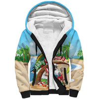 Personalized Hawaii Santa Parrot Christmas Sherpa Hoodie Summer Vibe - Polynesian Pride