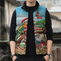 Personalized Hawaii Santa Parrot Christmas Sleeveless Puffer Jacket Summer Vibe - Polynesian Pride