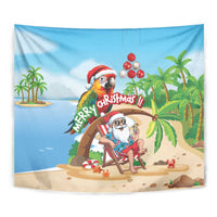 Hawaii Santa Parrot Christmas Tapestry Summer Vibe - Polynesian Pride