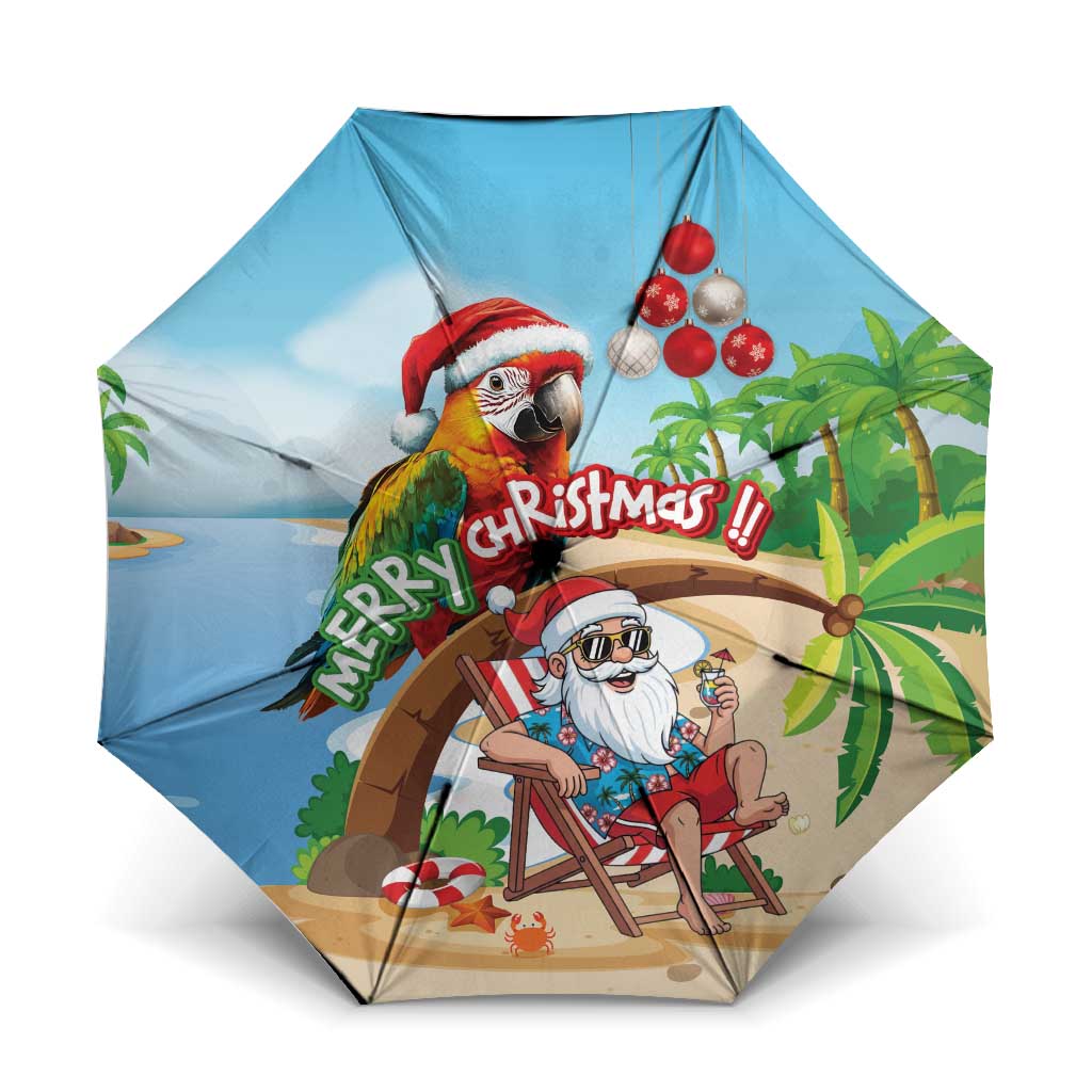Hawaii Santa Parrot Christmas Umbrella Summer Vibe - Polynesian Pride