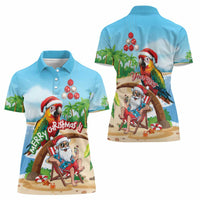 Personalized Hawaii Santa Parrot Christmas Women Polo Shirt Summer Vibe - Polynesian Pride
