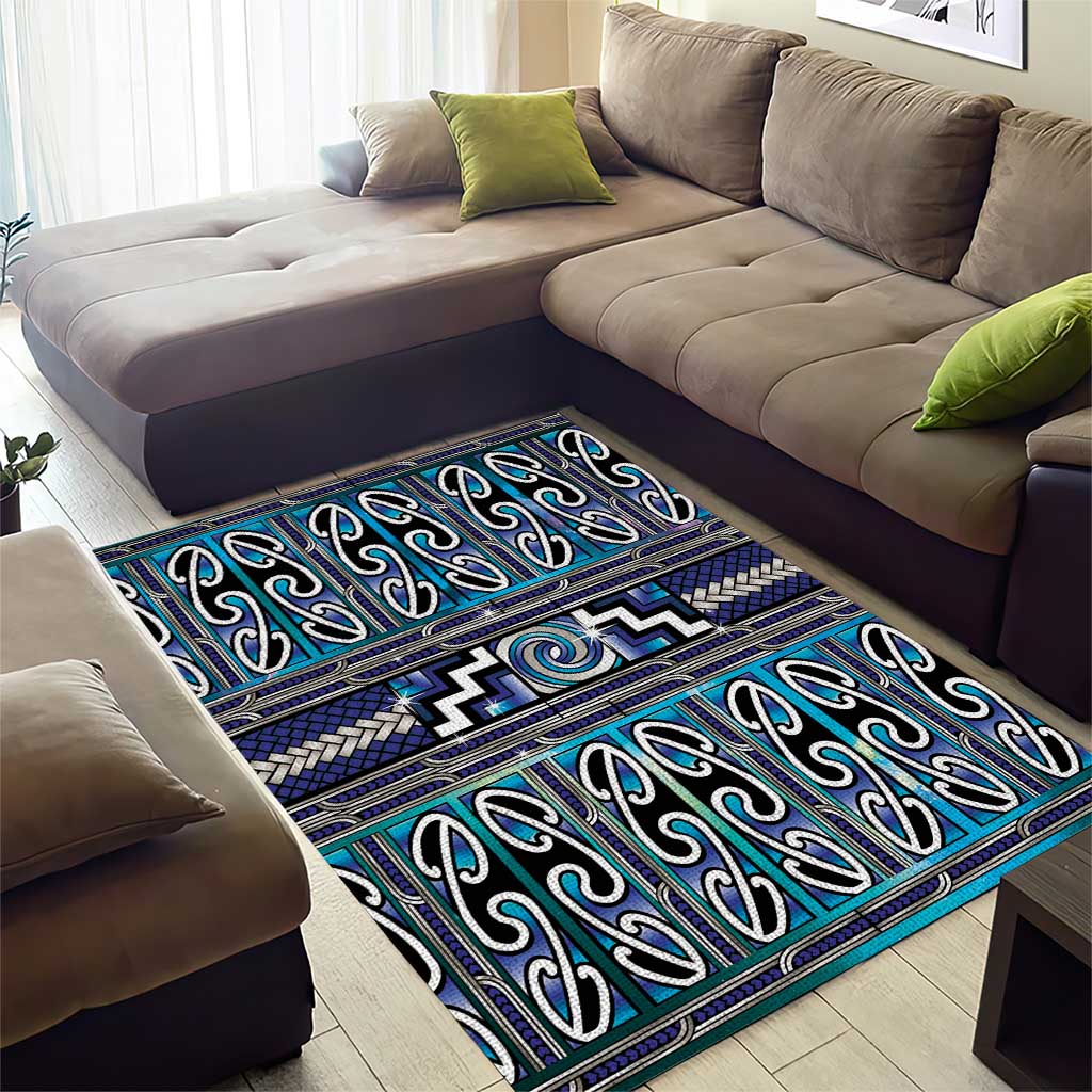 Maori Matariki Area Rug Blue Galaxy Aesthetic Koru Art