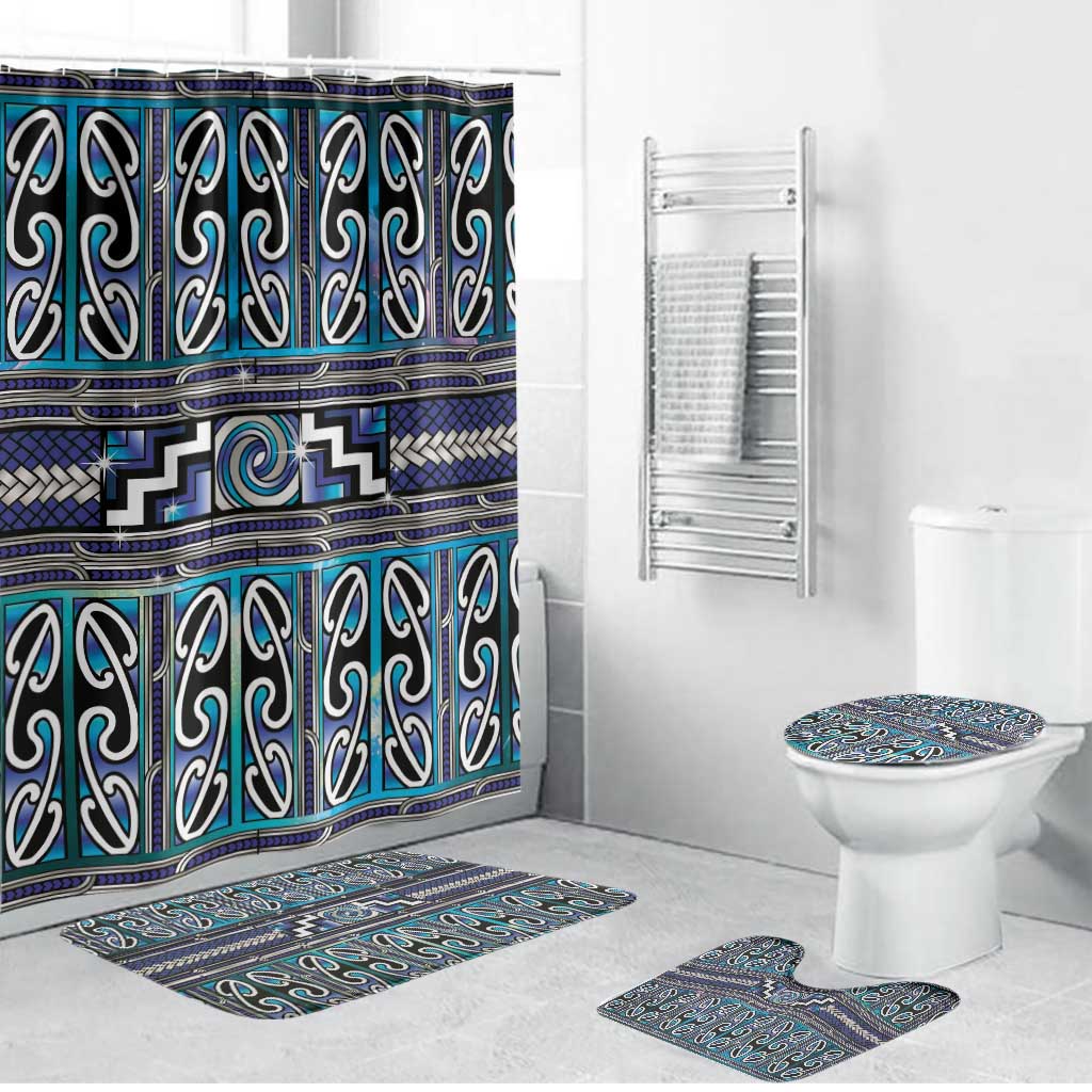 Maori Matariki Bathroom Set Blue Galaxy Aesthetic Koru Art