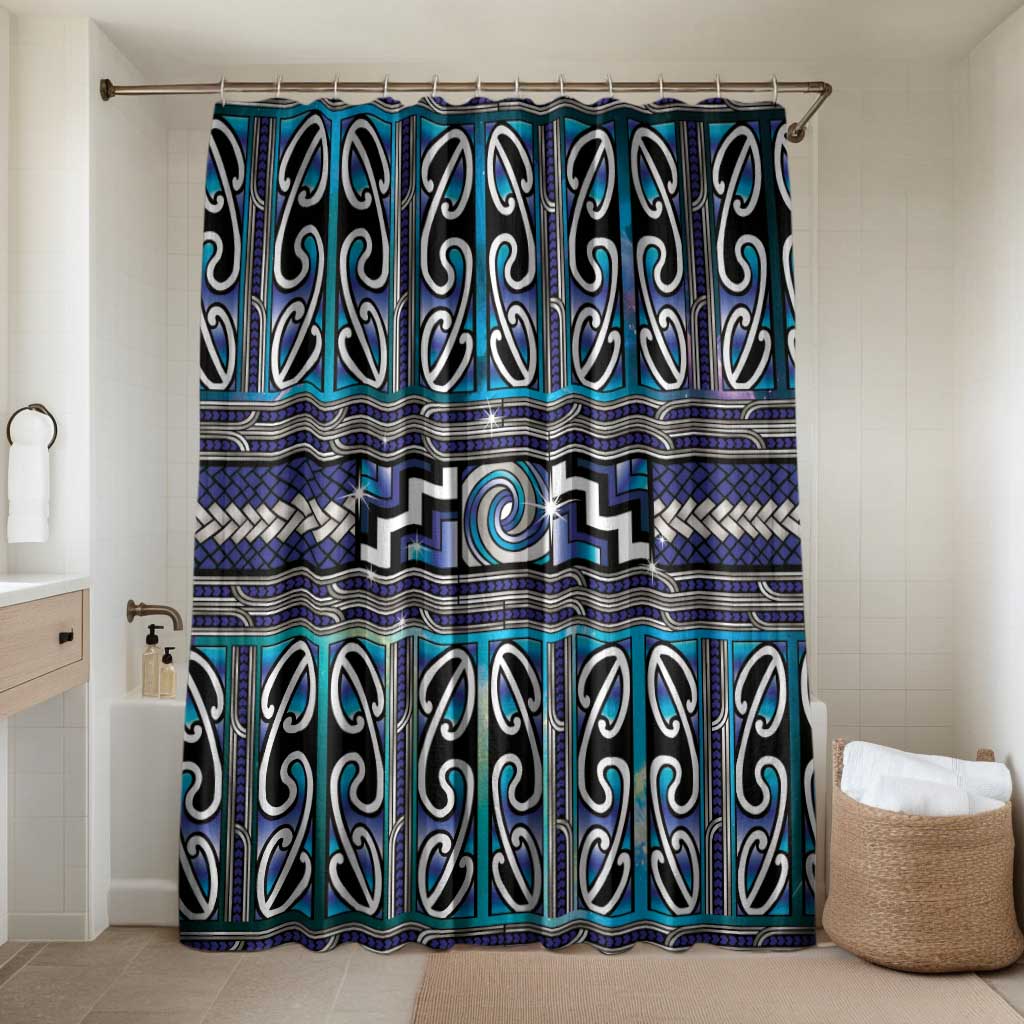 Maori Matariki Bathroom Set Blue Galaxy Aesthetic Koru Art