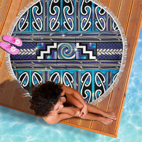 Maori Matariki Beach Blanket Blue Galaxy Aesthetic Koru Art
