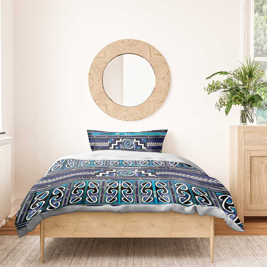 Maori Matariki Bedding Set Blue Galaxy Aesthetic Koru Art