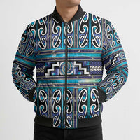Maori Matariki Bomber Puffer Jacket Blue Galaxy Aesthetic Koru Art