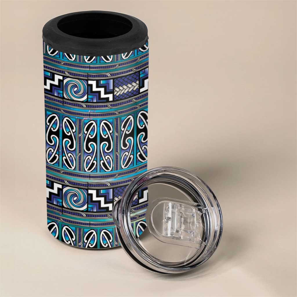 Maori Matariki 4 in 1 Can Cooler Tumbler Blue Galaxy Aesthetic Koru Art
