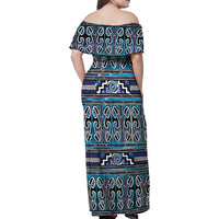 Maori Matariki Family Matching Off Shoulder Maxi Dress and Hawaiian Shirt Blue Galaxy Aesthetic Koru Art LT01 - Polynesian Pride