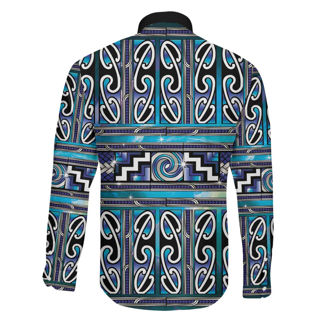 Maori Matariki Family Matching Off Shoulder Short Dress and Hawaiian Shirt Blue Galaxy Aesthetic Koru Art LT01 - Polynesian Pride