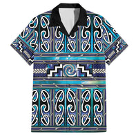 Maori Matariki Family Matching Short Sleeve Bodycon Dress and Hawaiian Shirt Blue Galaxy Aesthetic Koru Art LT01 Dad's Shirt - Short Sleeve Blue - Polynesian Pride