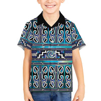 Maori Matariki Family Matching Short Sleeve Bodycon Dress and Hawaiian Shirt Blue Galaxy Aesthetic Koru Art LT01 Son's Shirt Blue - Polynesian Pride