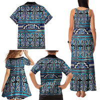 Maori Matariki Family Matching Tank Maxi Dress and Hawaiian Shirt Blue Galaxy Aesthetic Koru Art LT01 - Polynesian Pride
