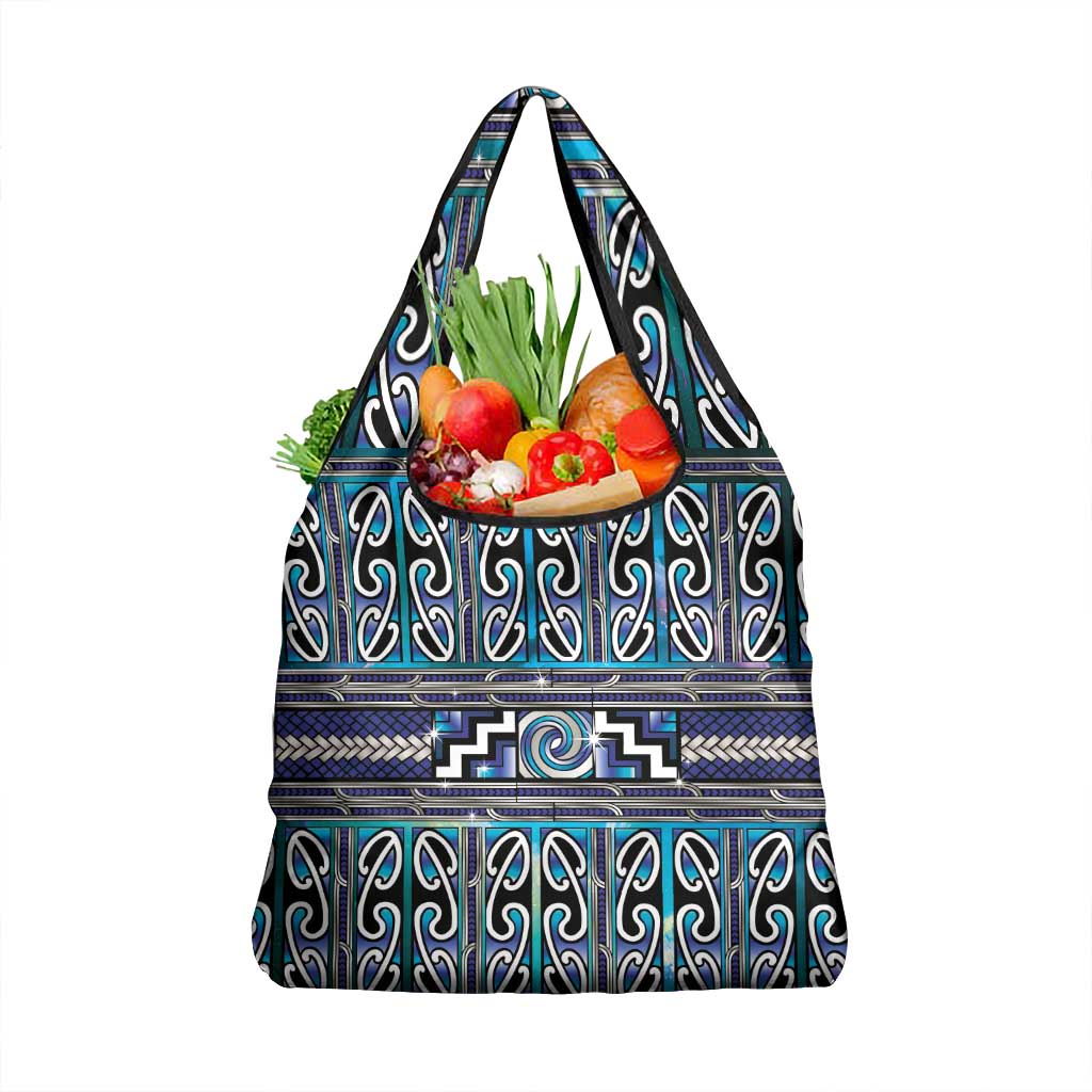 Maori Matariki Grocery Bag Blue Galaxy Aesthetic Koru Art